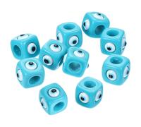 PATIKIL 12mm Perles Œil Maléfique, 20 Pcs Résine Turque Charme Œil Maléfique Perles à Gros Trou Pendentif Connecteur pour Fabrication Bracelets, Colliers, Bleu Ciel