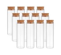 PATIKIL 12pcs 50ml 3.94x1.18 Verre Transparent Récipients Tubes À Essai | Avec Bouchon En Liège Pour Perles Fête Bonbons Sels Bain Stockage Expérience Scientifique, À Fond Plat, Tubes À Essai