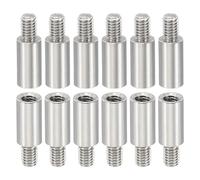 PATIKIL 12Pcs M4 Entretoises, 12+6mm Entretoise Filetée M4 en Acier Inoxydable Kit de Vis 4mm ID 6mm OD Adaptateurs de Filetage Métrique Mâle Femelle pour Carte de Circuit Imprimé PCB