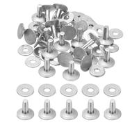 PATIKIL 12x4x10mm Rivets Et Burrs En Cuir, 100 Ensembles Rivets Et Rondelles En Cuir Attaches Métalliques En Aluminium Pour Artisanat En Cuir, Ceintures, Portefeuilles, Colliers, DIY