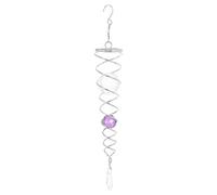 PATIKIL 13 Pouce Regard Boule Spirale Queue, INOX Acier Vent Spinners Stabilisateur avec 2 Verre Billes Prisme et Suspendue Pivotant Crochet pour Intérieur Extérieur Jardin, Violet