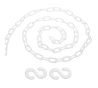 PATIKIL 13Pieds Chaîne de Barrière en Plastique, Chaîne de Sécurité avec 2 Crochets en S pour le Contrôle de la Foule au Niveau de l'Allée, de l'Ascenseur et du Parking, Blanc