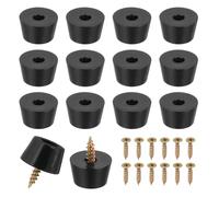 PATIKIL 14 Pcs Pieds en Caoutchouc, 19x15x11mm Pieds de Planche à Découper Antidérapants 5mm Pieds à Visser Ronds Noirs pour Meubles Électroniques, Chaises, Armoires, Canapés