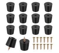 PATIKIL 14 Pcs Pieds en Caoutchouc, 19x15x17mm Pieds de Planche à Découper Antidérapants 5mm Pieds à Visser Ronds Noirs pour Meubles Électroniques, Chaises, Armoires, Canapés