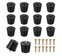 PATIKIL 14 Pcs Pieds en Caoutchouc, 20x14x17mm Pieds de Planche à Découper Antidérapants 5mm Pieds à Visser Ronds Noirs pour Meubles Électroniques, Chaises, Armoires, Canapés