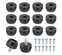 PATIKIL 14 Pcs Pieds en Caoutchouc, 20x17x13mm Pieds de Planche à Découper Antidérapants 3mm Pieds à Visser Ronds Noirs pour Meubles Électroniques, Chaises, Armoires, Canapés