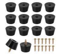 PATIKIL 14 Pcs Pieds en Caoutchouc, 21x17x11mm Pieds de Planche à Découper Antidérapants 5mm Pieds à Visser Ronds Noirs pour Meubles Électroniques, Chaises, Armoires, Canapés