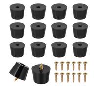PATIKIL 14 Pcs Pieds en Caoutchouc, 23x18x16mm Pieds de Planche à Découper Antidérapants 5mm Pieds à Visser Ronds Noirs pour Meubles Électroniques, Chaises, Armoires, Canapés