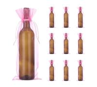PATIKIL 14 x 5 inch Sachets Organza pour, 20 Pcs Sacs Cadeau Emballage Sacs Mesh Transparents pour Bouteille De Pochettes À Cordon Réutilisables pour Faveurs Mariage Fête, Rose