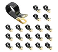 PATIKIL 15/16 Pouce Attaches Câble Revêtues De Vinyle, 20 Pièces Pinces Câble Métalliques Acier Galvanisé Avec Coussin Caoutchouc Pour Gestion Des Tubes, Câbles Et Fils, Noir