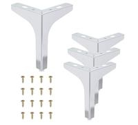 PATIKIL 15 cm / 6 Pieds De Meuble Métallique Triangle 4 Pcs Pieds De Meuble Modernes pour Table Chaise Armoire Canapé DIY Argent