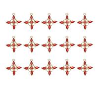 PATIKIL 15 Pcs Cristaux Strass Croix CharmsMini Perles Croix Pendentif Cuivre Pour Fabrication Bijoux Bracelet Boucle D'oreille Collier DIY Fait MainRouge