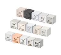 PATIKIL 15 Pièces Cube D'Élément, Cube de Densité de 10 mm Cube D'Élément de Haute Densité Cube Métallique Unique Collections de Tableau Périodique des Éléments Expériences en Laboratoire