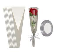 PATIKIL 150 Pack Flower Wrapping BagGray Floral Packing Sleeves With Ribbons Gold Edge Pour Bouquets Wedding Birthday Graduation Anniversary Arrangement Gift17.7"x4.7"x1.2"