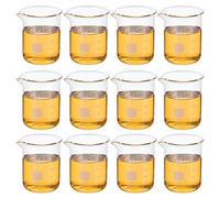 PATIKIL 150ml Faible Forme Verre Bécher, 12 Paquet 3.3 Borosilicate Verre Gradué Imprimé Échelle Mesure Tasses avec Bec Verseur pour Cuisine Labo Liquides