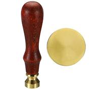 PATIKIL 15mm Rond limpide Cire Sceau Tampon, Amovible Laiton Tête Sans Sculpture Bois Poignée Rétro pour Enveloppe Invitation Vin Emballage Cadeau Emballage