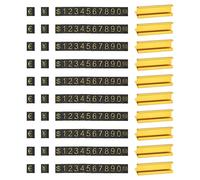 PATIKIL 15pcs Réglable Amovible Cube Prix Étiquette Affichage Numéro Lettre | Prix Support Bloc Trousse Doré Alliage Compteur Support pour Compteur Doré sur Noir, Cent Chiffres