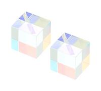 PATIKIL 15x15x15mm Verre Prisme Cube, 2 pcs Mini Optique x -Cube RGB Prisme Cube pour Physique Éducatif Modèle Enseignement Art Photographie Accessoires, Clair