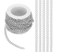PATIKIL 16.4Ft Chaînes En Aluminium Curb À Maillons Torsadés, 6x4.5mm Curb Chain Spool Pour Création De Bijoux Chaîne Artisanale Pour Collier Bracelet Boucle D'oreille, Silver