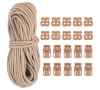 PATIKIL 16 Yard Cordon Élastique et 10 Pcs de Verrouillage de Cordon à Trou Unique et 10 Pcs de Butée à Ressort à Double Trou pour Cordon de Serrage, Lacets, Vêtements, Sacs à Dos, Kaki