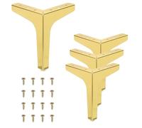 PATIKIL 17 Cm / 7 Pieds De Meuble Métalliques Triangle, 4 Pcs Pieds De Meuble Modernes pour Table Chaise Armoire Canapé DIY, Doré