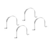 PATIKIL 18,5 pouce/100mm Rigide Tuyau Sangle Pince, 4 pcs 304 Inox Acier Deux Trou U-forme Tube Agrafe Tuyau Fixation Support pour Tuyau Fixation