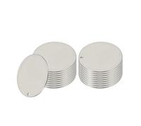 PATIKIL 18 Pcs Ébauches Métalliques Pour Estampage, 30mm Rondes Étiquettes Nom En Acier Inoxydable Ébauches Cercle Plaque Plate Disque Avec Trou Laser Estampage Dog Tags, Ton Argenté