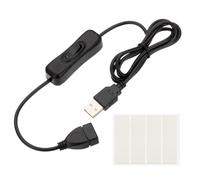 PATIKIL 1M Câble USB Avec Interrupteur Marche/Arrêt Câble USB Mâle Noir | Vers Femelle Avec Ruban Adhésif Double Face Pour Lampe De Bureau LED Ruban LED
