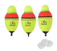PATIKIL 1oz,1,4oz,1,8oz Éclairé Pêche Glissement Flotteurs avec Batterie, 3 Paquet EVA Éclairer Pêche Flotteur pour Nuit Pêche, Jaune