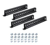PATIKIL 1U 19 inch Gestion De Câbles, 4 Pack 12 Fentes Horizontal Rack Montage Gestion des Fils Canal Métallique À Doigts Organisateur De Câbles pour Armoire Réseau, Noir