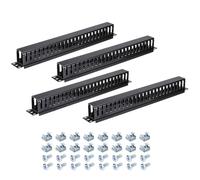 PATIKIL 1U 19 inch Gestionnaire De Cables, 4 Pack 24 Fentes Horizontal Rack Montage Gestion des Fils Duct Metal Organisateur De Cables pour Network Cabinet, Noir