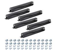 PATIKIL 1U 19 inch Gestionnaire De Câbles, 6 Pack 24 Fentes Horizontal Rack Montage Gestion De Fils Canal Métallique À Doigts Organisateur De Câbles pour Network Cabinet, Noir