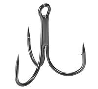 PATIKIL 2/0# Hameçons Triples de Pêche, 10 Pièces, 3X Résistants, en Acier au Carbone, Hameçons Ronds à Courbure Barbelée pour Eau Douce et Eau Salée, Couleur Noire