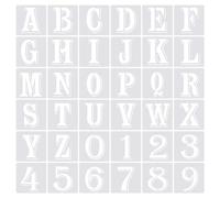 PATIKIL 2.4 Pouce Lettre Chiffres Pochoirs, 36 Paquet 3" Largeur Réutilisable Plastique Alphabet Ciffres Gabarits Ensemble pour Peinture Ombre, Blanc