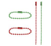 PATIKIL 2,4mm x 100mm Boule Perles Chaîne,200 Paquet Perle Lien Extension Tirer Chaîne avec Connecteurs pour Étiquette Porte-clés Bagues Bricolage Artisanat, Rouge Vert