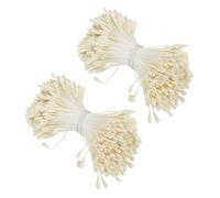 PATIKIL 2,5mm Étamine de Fleur à Double Tête, 680 Pcs Étamine de Fleur Artificielle Pistil Étamine Florale de Perle Mate pour Décoration de Mariage de Carte de Noël DIY, Blanc crème