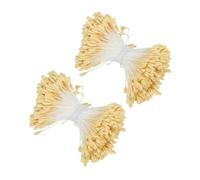 PATIKIL 2,5mm Étamine de Fleur à Double Tête, 680 Pcs Étamine de Fleur Artificielle Pistil Étamine Florale de Perle Mate pour Décoration de Mariage de Carte de Noël DIY, Jaune Clair