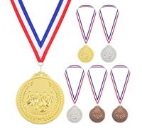 PATIKIL 2.6" Médailles De Bowling Or Argent Cuivre, 6 Pack Médailles De Récompense De Bowling avec Ruban Rouge Blanc pour Jeux Compétitions Sportives