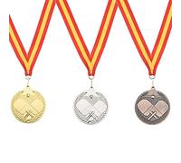 PATIKIL 2.7" Ping Pong Médailles, 3 Paquet Table Tennis Prix Médailles Ensemble Or Argenté Bronze Médaille avec Ruban Rouge Jaune pour Jeus Sports Concours
