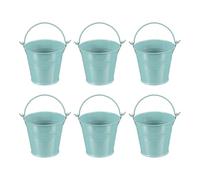 PATIKIL 2.7"x2.3" Petits seaux en métal avec poignée, 6 pièces Mini Seau galvanisé coloré de Pâques pour l'artisanat, Les faveurs de fête, la décoration, Bleu foncé
