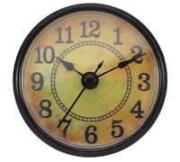 PATIKIL 2.8" 70mm Insert de Horloge en Quartz, Mouvement Quartz Rond Miniature Mini Horloge à Chiffres Arabes Convient pour Trou de 61mm/3.1" de Diamètre, Noir/Jaune, Style 7