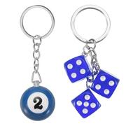 PATIKIL 2 Ball Keychain Lucky 2 Pool Balls With Dice Keychain Blue