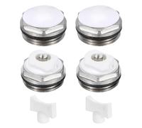 PATIKIL 2 ensembles de valves manuelles de purge d'air pour radiateur avec filetage mâle 3/4" BSP et ouchon en laiton nickelé pour radiateur chauffage, couleur argenté/blanc
