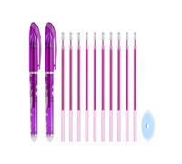 PATIKIL 2 Pack Stylos Gel Effaçables Avec 10 Recharges & 1 Gomme, 0.5mm Stylos Effaçables À La Chaleur Pour Tissu Encre Violette Marqueurs Pour Tissu Couture Patchwork Planificateur