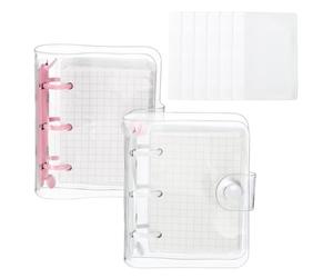 PATIKIL 2 Paquets Clair 3 Classeur à Anneaux Blanc Rose | PVC Cahier à Anneaux Mini Rechargeable Feuille Mobile Dossier Planificateur avec 160 Feuilles de Papier