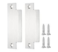 PATIKIL 2 PC Plaque De Remplissage De Trou De Bord De Porte, 123.5mm x 32mm Acier Inoxydable Plaque De Couverture D'Angle Mort Pour Serrures De Portes Exterieures, Argent