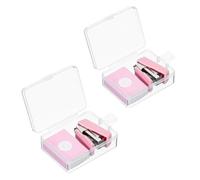 PATIKIL 2 Pcs Mini Agrafeuse avec 800 Agrafes Standard, Ensemble d'Agrafeuses de Bureau Mignonnes Morandi pour Bureau 20 Feuilles de Capacité pour Fournitures de Bureau en Classe, Rose