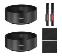 PATIKIL 2 Pcs Pare-Soleil, 49mm Monture Standard À Visser en Métal Capuchon D'objectif avec Chiffon De Nettoyage Et Stylo De Nettoyage, Noir