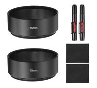 PATIKIL 2 Pcs Pare-Soleil, 55mm Monture Standard À Visser en Métal Capuchon D'Objectif avec Chiffon De Nettoyage Et Stylo De Nettoyage, Noir
