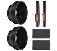 PATIKIL 2 Pcs Pare-Soleil en Caoutchouc pour Objectif 77mm, Escamotable en 3 Etapes Noir Protection Universelle Contre Le Soleil avec Chiffon De Nettoyage en Fibre Et Stylo De Nettoyage
